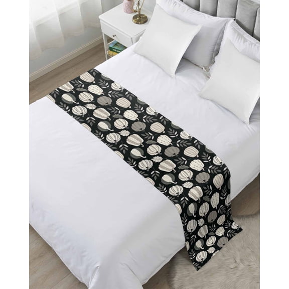 Xipuska Thanksgiving Bed Runners for Twin Size Bed, Decorative Bed Throws for Foot of Bed, Fall Boho Polka Dots Pumpkin Leaves Bed Runner Sofa Throw Bedding Scarf Protector Slipcover for Bedroom
