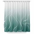 thumbnail image 1 of Xipuska Turquoise Geometric Shower Curtain - Water Repellent Fabric Shower Curtains Washable, Modern White Stripe Distortion Art Decorative Polyester Cloth Bathroom Curtains Modern Bath Decor 66"x72", 1 of 6