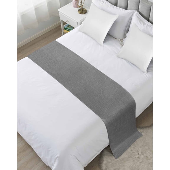 Xipuska Vintage Dark Gray Bed Runners for Twin Size Bed, Decorative Bed Throws for Foot of Bed, Farmhouse Retro Solid Color Linen Texture Bed Runner Sofa Throw Bedding Scarf Slipcover for Bedroom