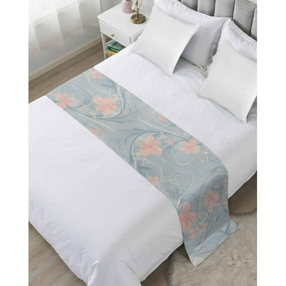 Xipuska Vintage Pink Flower Bed Runners for King Size Bed, Decorative Bed Throws for Foot of Bed, Retro Country Botanical Floral Bed Runner Sofa Throw Bedding Scarf Protector Slipcover for Bedroom