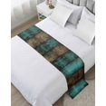 thumbnail image 1 of Xipuska Vintage Teal Stripe Bed Runners for King Size Bed, Decorative Bed Throws for Foot of Bed, Farmhouse Shabby Turquoise Bed Runner Sofa Throw Bedding Scarf Protector Slipcover for Bedroom/Hotel, 1 of 6