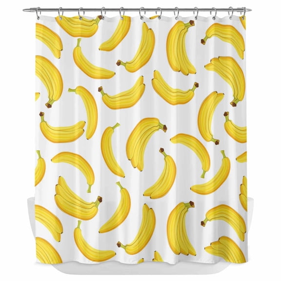 Xipuska Yellow Banana Shower Curtain - Water Repellent Fabric Shower Curtains Washable, Summer Tropical Fruits Watercolor Decorative Polyester Cloth Bathroom Curtains Modern Bath Decor 72"x72"