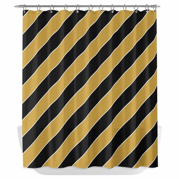 Xipuska Yellow Black Striped Shower Curtain - Water Repellent Fabric Shower Curtains Washable, Farmhouse Stripe Modern Art Decorative Polyester Cloth Bathroom Curtains Modern Bath Decor 72"x72"