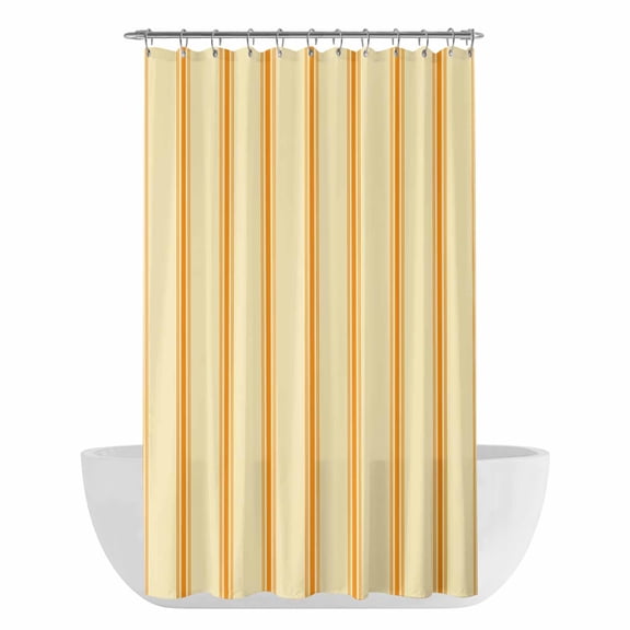Xipuska Yellow Orange Striped Shower Curtain - Water Repellent Fabric Shower Curtains Washable, Fall Farmhouse Simple Lines Decorative Polyester Cloth Bathroom Curtains Modern Bath Decor 36"x72"