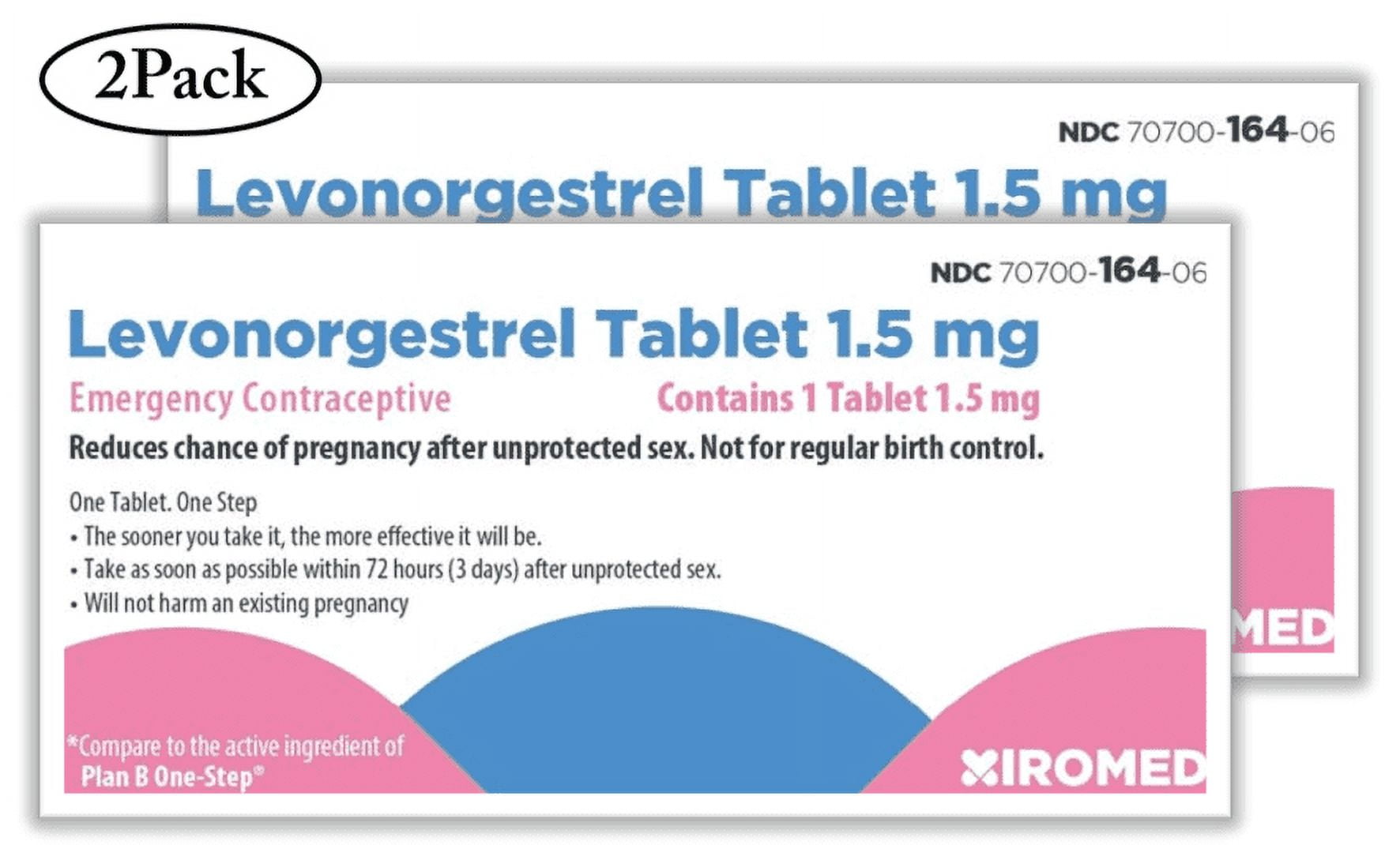 Xiromed Emergency Contraceptive Pill | Compare to Plan B One-Step | 1.5MG One Tablet | 2PK