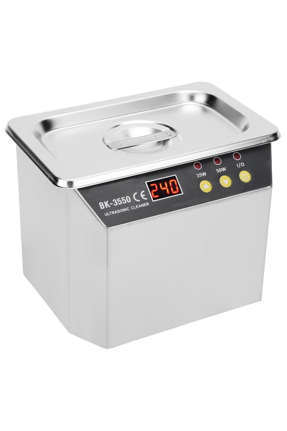 0.8L Ultrasonic Jewelry Cleaning Machine for Rings Watches Glasses Dentures Retainers, 304 Stainless Steel Tank, 40-43KHz 35W/50W, Dual Unit Capacity 0.8 Liters / 27 Fluid Ounces, Silver EU