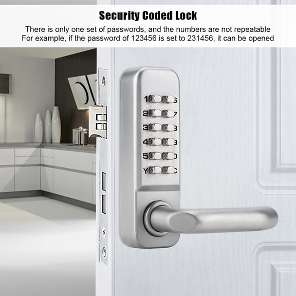 Xirurus 1-11 Digit Code Combination Hardware Door Lock Zinc Alloy Keyless Security Password Entry System for Home Office Cabinet (Silver, 5.6 in / 142 mm)