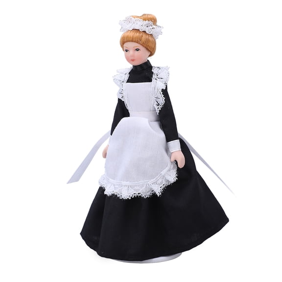 Xirurus 1:12 Dollhouse Maid Doll High Simulation Movable Handcrafted DIY Mini Ceramic Doll Model (6.3 inches / 16 cm) for Dollhouse Accessories