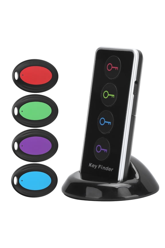 1 in 4 Wireless Key Finder Remote Control Sound Alarm Locator Anti-Lost Reminder Device with 98.4 ft / 30 m Working Range, 75-80 Decibels Audio Alert, No Batteries Included, Multicolor