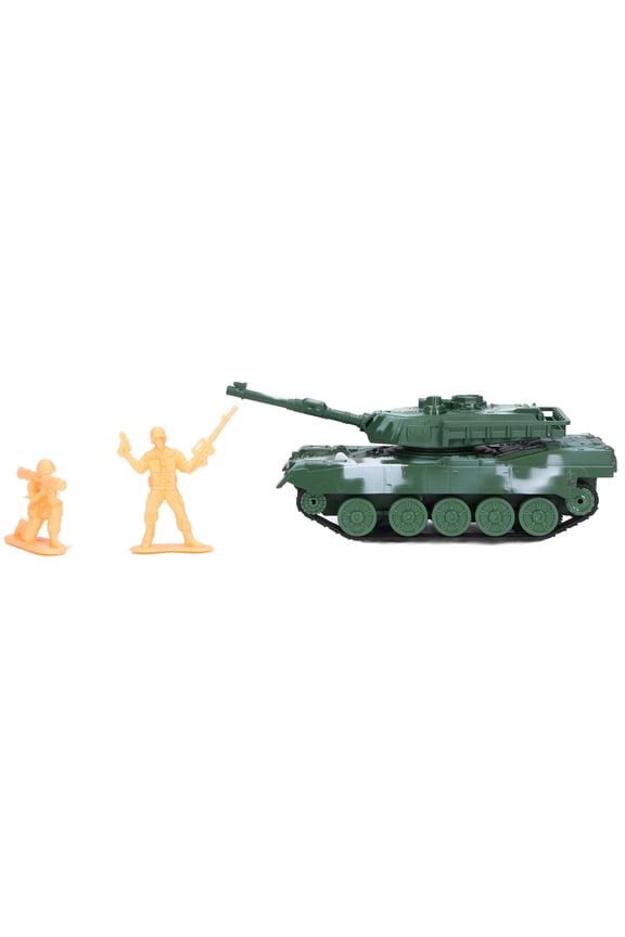 1:72 Scale Alloy M1A2 Main Battle Tank Toy, High Simulation Pull Back Military Vehicle Model with Lights and Sounds, Includes 2 Soldier Figures, Battery Operated Toy for Kids