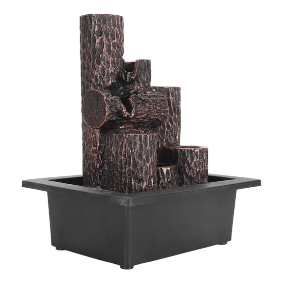 Xirurus 10.6 Inches / 26.9 cm Indoor Relaxation Tabletop Waterfall Fountain with LED Warm Light, 3-Tier Cascading Resin Desktop Ornament for Home Office Decor, US Plug 110V