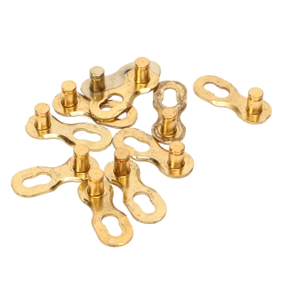 Xirurus 10 Pairs 9 Speed Bike Missing Chain Link, Manganese Steel Quick Release Master Connector Link for Mountain and Road Bicycles, Reusable Drivetrain Cycling Accessories, Gold Color