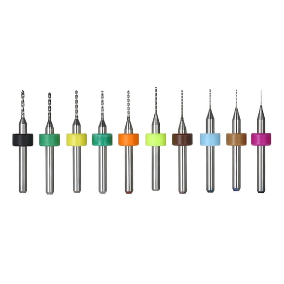 Xirurus 10-Piece Tungsten Carbide Micro Drill Bit Set, 0.3mm-1.2mm High Precision Engraving Tools for PCB Circuit Board, SMT, CNC, and Hardware Processing