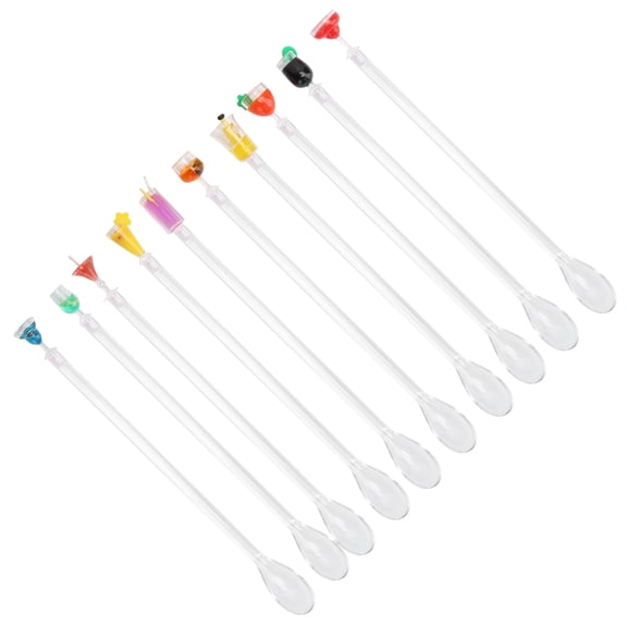 Xirurus 10 Pieces Acrylic Cocktail Mixing Spoons Drink Stirrers Cute Bar Stirring Sticks Long Handle Beverage Mixer for Home Kitchen Bartender Tools Party Tableware, Multicolor, 12.6 inches / 32 cm