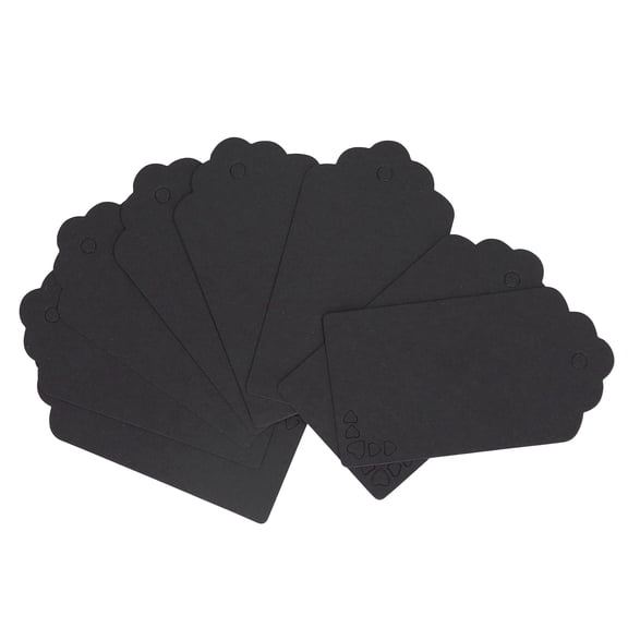 Xirurus 100 Pcs Premium Double Sided Kraft Paper Clothing Tags Blank DIY Craft Gift Tags with 100 Feet Jute Twine for Wedding Christmas Thanksgiving Birthdays, Black (2 x 3.5 inches / 5 x 9 cm)