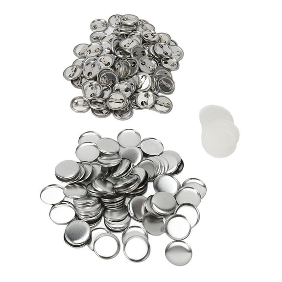 Xirurus 100 Sets Blank Button Badge Parts Set, Round Rust Prevention Easy Print Button Pin Badge Kit for Button Making Machine, 25mm / 1.0 in