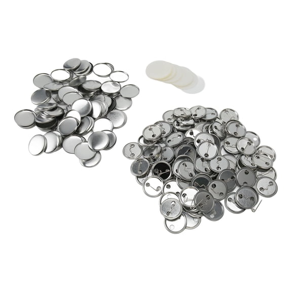 Xirurus 100 Sets Blank Button Badge Parts Set, Round Rust Prevention Easy Print Button Pin Badge Kit for Button Making Machine, 32mm / 1.3 in
