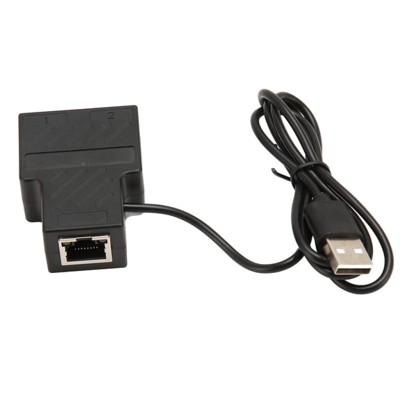 Xirurus 100Mbps Ethernet Splitter RJ45 1 to 2 High Speed Network Adapter Hub with USB Power Cable - Durable Aluminum Alloy Casing for Dual Device Internet Connection Setup (4.72 inches / 12 cm)