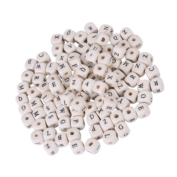 Xirurus 100pcs Mixed Maple Square Bead Letter Cube Loose Spacer Beads For DIY Jewelry Making, 0.39 inches / 10mm Wooden Blocks