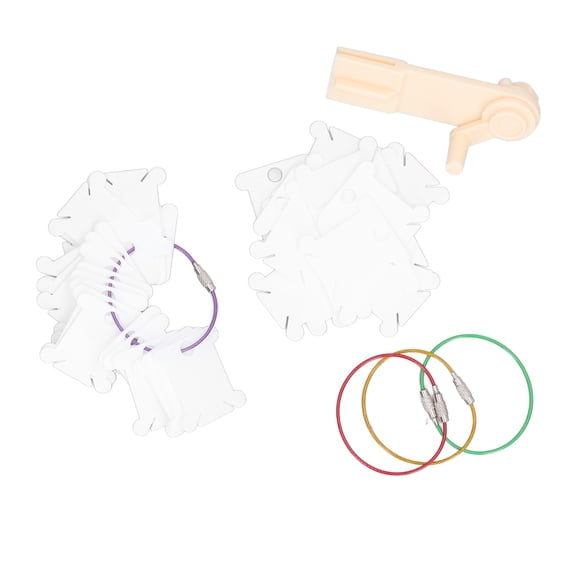 Xirurus 105 Pieces Plastic Embroidery Floss Bobbins Set with Manual Bobbin Winder and Storage Rings for DIY Crafts Cross Stitch Thread Organization, Easy to Use Needlework Sewing Accessories, White
