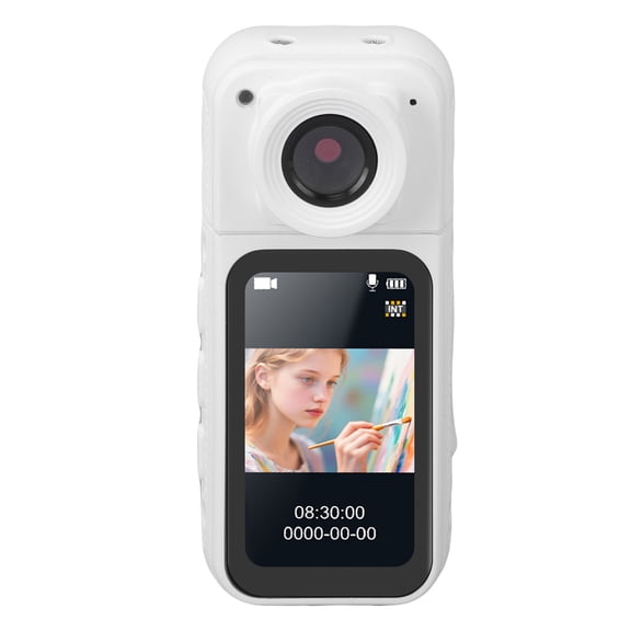 Xirurus 1080P Thumb Action Camera Magnetic Wearable Camcorder 1.47 Inch Screen 180 Degree Rotatable POV Video Recorder for Travel Pet Vlog, White (2.5 in / 63.6 mm)