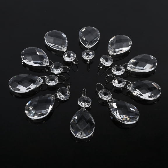 Xirurus 10Pcs Clear Glass Crystal Prisms Chandelier Pendant Light Lamp Part Drops DIY Craft Accessories For Home Window Decor, Transparent Water Drop Shape, 2.6 inches / 6.6 cm