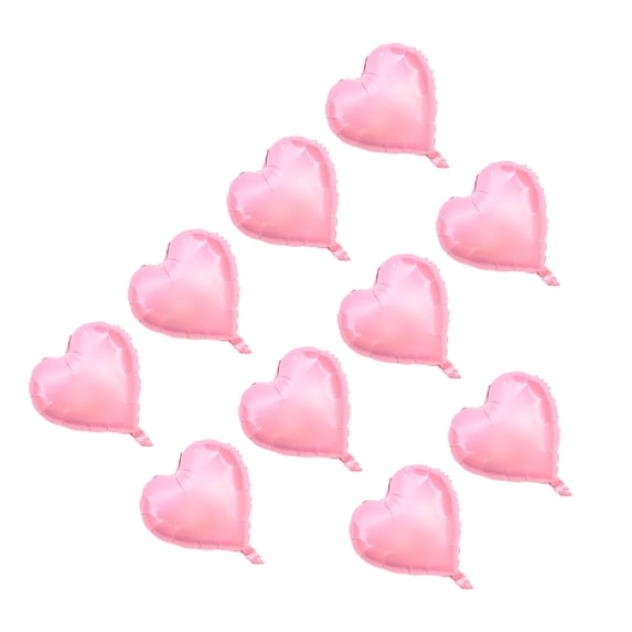 Xirurus 10pcs 10" Heart Aluminum Foil Balloons Party Wedding Birthday Decor (Pink), 10 inches / 25.4 cm Charming Pink Heart Helium Balloons for Bridal Showers