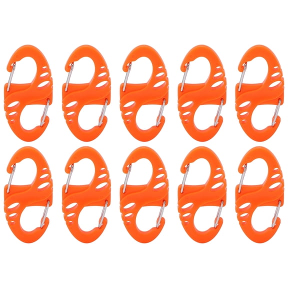 Xirurus 10pcs S Shaped 8 Shaped Snap Keychain Hook Clip Outdoor Molle Backpack Quick Release Carabiner, Orange