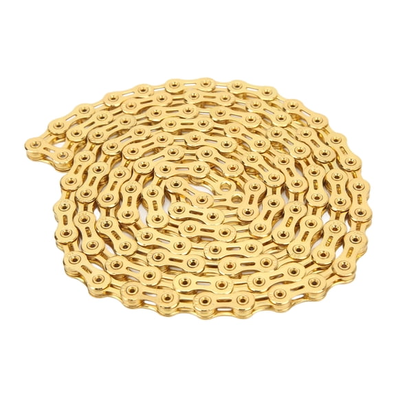 Xirurus 11 Speed Bike Chain Full Hollow Alloy Steel Mountain Road Bicycle Chain with Chain Connector, Gold, 4.33 inches / 11 cm
