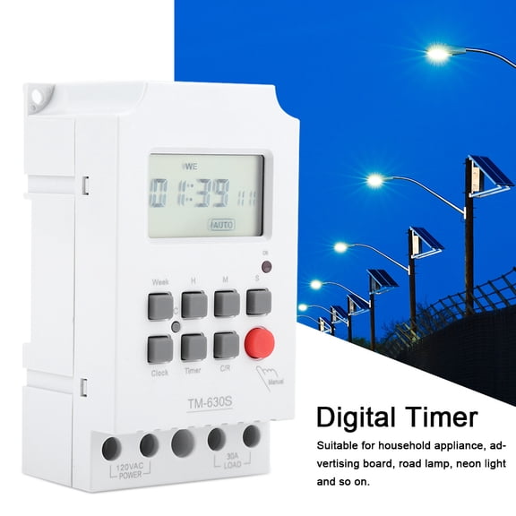 Xirurus 110V Digital Electric Durable Programmable Control Switch Timer with Large Display for Household Appliances and Lighting, White, 2.16 x 1.69 x 3.93 inches / 5.5 x 4.3 x 10 cm