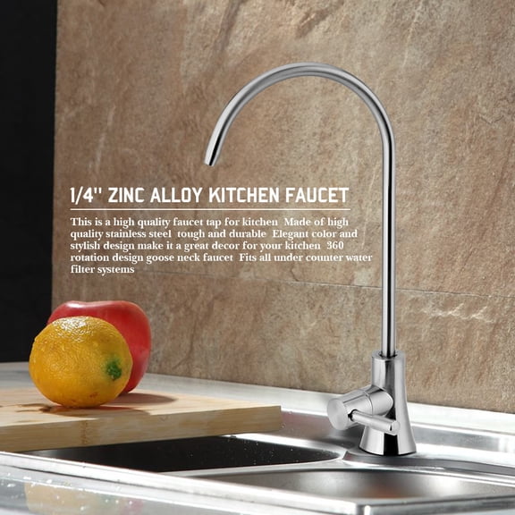 Xirurus 12.4 in Zinc Alloy Kitchen Faucet Tap Chrome Reverse Osmosis RO Drinking Water Filter Gooseneck