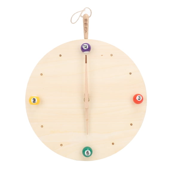 Xirurus 12 Inch Pool Ball Wall Clock, Wooden Billiards Timepiece for Game Room Decor