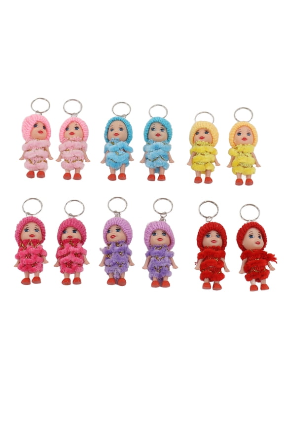 12 Pcs Mini Doll Keychain Lovely Tiny Dolls Portable Handbag Key Ring Birthday Gift Toy for Girls 2.76 inches / 7 cm