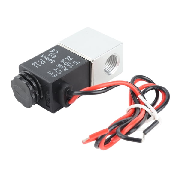 Xirurus 12V DC 1/4" 2 Way Normally Closed Pneumatic Aluminum Electric Solenoid Air Valve For Air Gas Liquid Water Direct Acting Flow Control 0-0.8Mpa Pressure Industrial Equipment Replacement