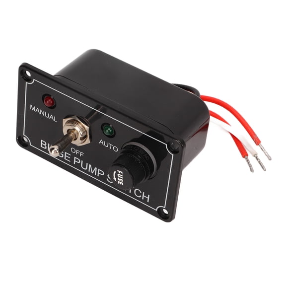 Xirurus 12V Marine Rocker Toggle Switch Panel 3 Way Bilge Pump Switch for Cars Yachts ATVs Boat Motor Accessories SPST On/Off 5A Rating Manual Off Auto Operation with Fuse