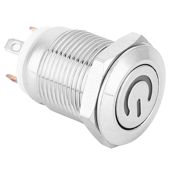 Xirurus 12mm Metal Button Switch with Power Icon White LED Light Self Reset 1 NO Switch (24V)[cite: 1]