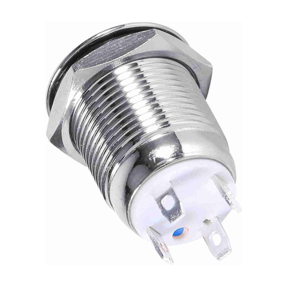 Xirurus 12mm Waterproof Metal Momentary Push Button Switch High Flush 4 Pin Blue LED 3V