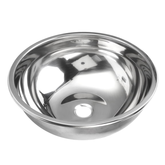 Xirurus 14.2 Inch Round Bar Sink 304 Stainless Steel Drop-In RV Sink with Sound Dampening Pad for Kitchen Boat Yacht Silver 360mm