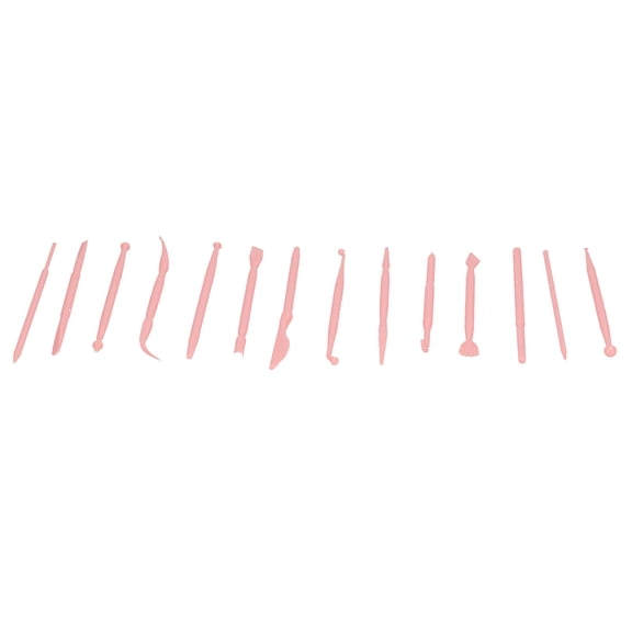 Xirurus 14 Pieces Plastic Clay Modeling Tools Set for Shaping and Sculpting Cake Embossing Decor, Pink (5.12 inches / 13 cm)
