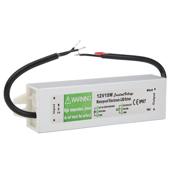 Xirurus 15W Waterproof Switching Power Supply LED Driver AC 90-250V to DC 12V Transformer IP67 Aluminum