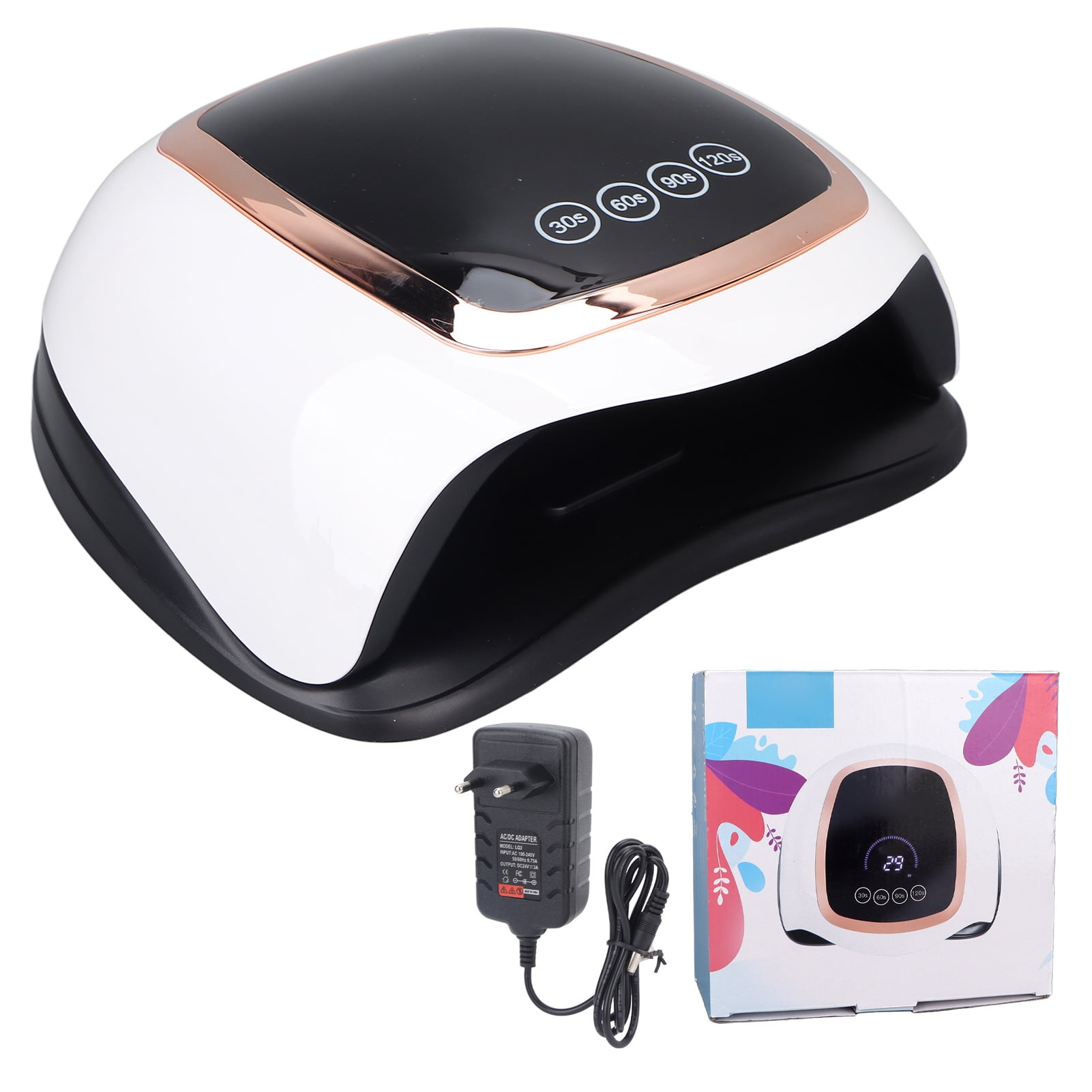 Xirurus 168W UV LED Nail Dryer for Gel Polish, 42pcs Light Chips, 4 Timer Settings, Detachable Bottom Curing Lamp with Smart Auto Sensor, Home Salon Nail Equipment, 9.45 inches / 24 cm, EU Plug