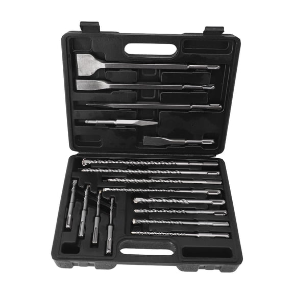 Xirurus 17Pcs Hammer Drill Chisel Bit Combination Set Electric Rotary Hammer Parts for Concrete Tile with Storage Box, 12.20 inches / 31 cm