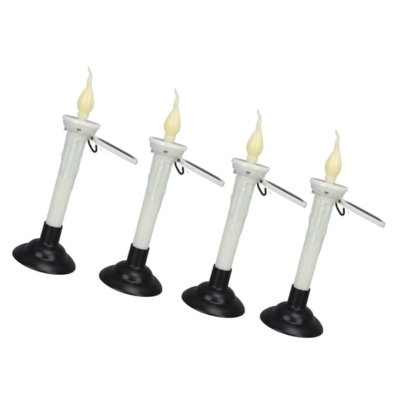 Xirurus 18.3" Solar Powered Flickering LED Taper Candles Warm White Light Waterproof Flameless Candlesticks for Outdoor Patio Garden Decor (Set of 4)