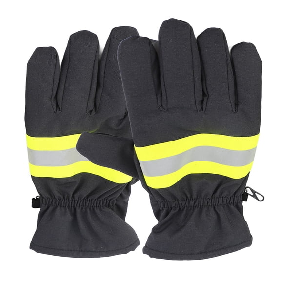 Xirurus 1816200018911 Black and Yellow Work Safety Gloves Flame Retardant Water Resistant Anti-Static Breathable Aramid Heat Proof Firefighter Hand Protection Cover, 1 Pair