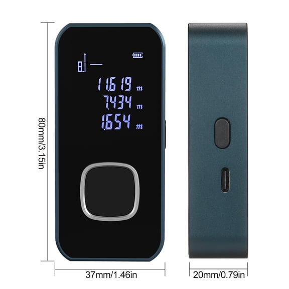 Xirurus 196ft / 60m Mini Digital Laser Measure Tool Distance Meter Range Finder with Backlit LCD Electronic Angle Sensor for Area Volume and Circumference Measurement