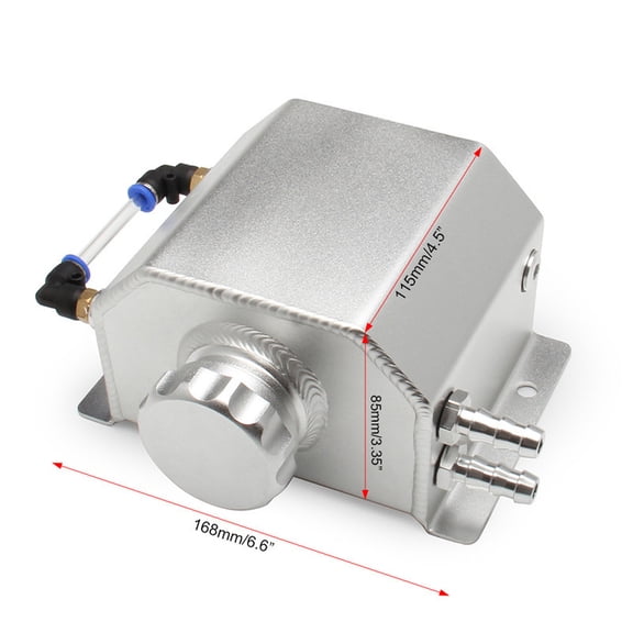 Xirurus 1L Aluminum Car Coolant Overflow Expansion Tanks Oil Catch Can Reservoir Universal Oil Breather Tanks with Drain Plug for Automotive Radiator Repair Parts, Silver