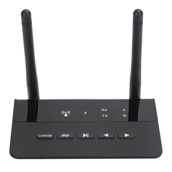 Xirurus 2 in 1 Bluetooth Wireless Audio Adapter Long Range Transmitter Receiver AUX for Car TV Audio System, 80m Range, Built-in 500mAh Battery, Low Latency, Black (6.30 inches / 16 cm)