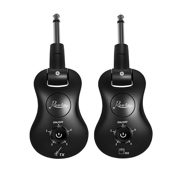 Xirurus 2.4G Wireless Guitar System Transmitter Receiver Set for 6.35mm Bass Electric Instruments, 32bit/48KHz High-Res Audio, Rechargeable Battery, 1.9 inches / 4.8 cm