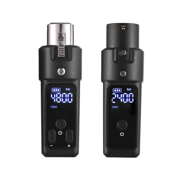 Xirurus 2.4G Wireless XLR Transmitter and Receiver Rechargeable Mic System for 48V Condenser Microphones Ideal for Electric Guitar Audio Mixer and Speaker Setup Length 7.48 inches / 19.00 cm Black
