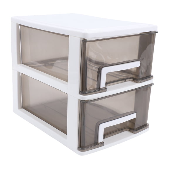 Xirurus 2-Drawer Plastic Stackable Desktop Organizer and Stationary Storage Box with Clear Drawers for Home Office Dorm, White Frame Medium Size (9.45 x 6.69 x 7.87 inches / 24 x 17 x 20 cm)